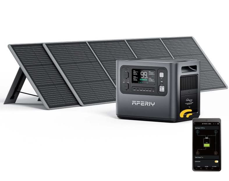 AFERIY P210 2400W Solar Generator Kit – 2048Wh LiFePO₄ Battery, 1100W Fast Charging, 7‑Year Warranty