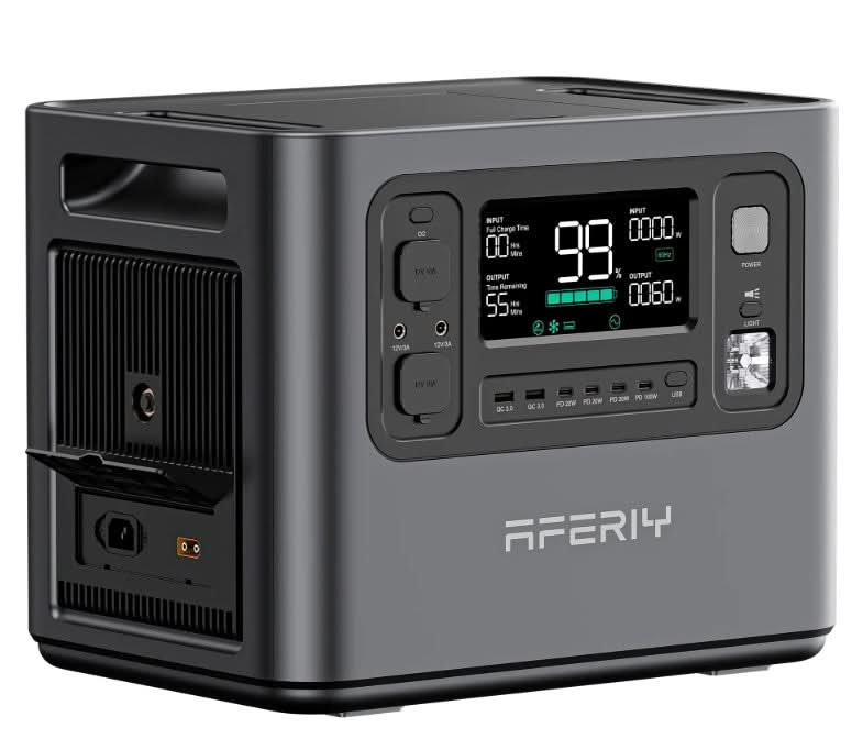 Aferiy P210 2400W Solar Generator Kit – 2048Wh LiFePO₄ Battery, 1100W Fast Charging, 7‑Year Warranty