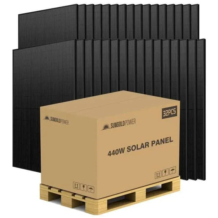 SunGold 440 W Mono Black PERC Solar Panel – Full Pallet (32 Panels, 14.08 kW, UL 61730)