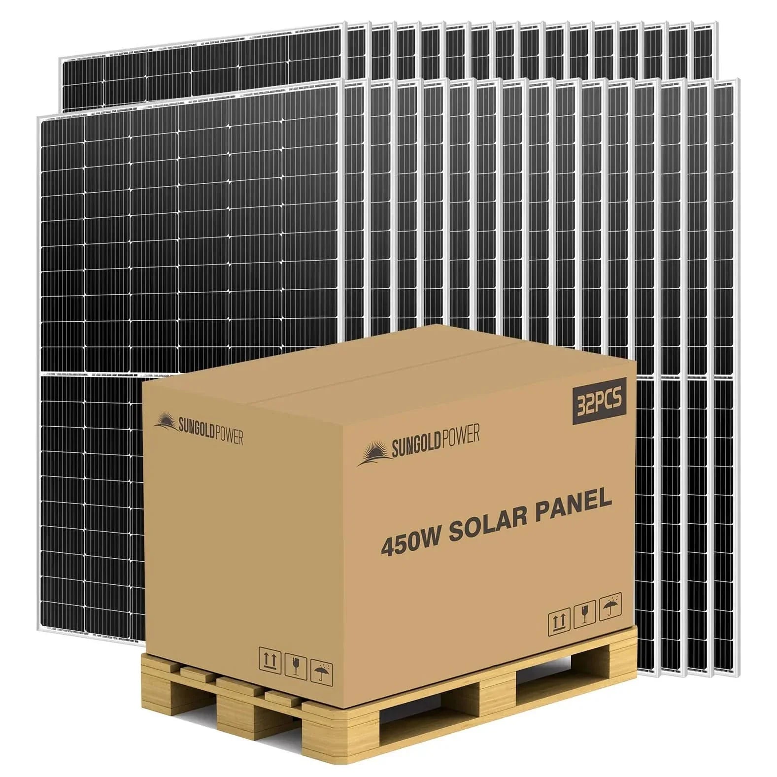 SunGold Power 450W Mono PERC Solar Panel – Full Pallet (32 Panels, 14.4 kW) UL 61730
