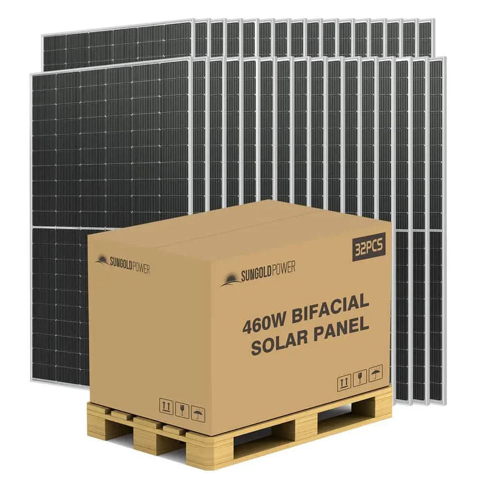 SunGold 460 W Bifacial PERC Solar Panel – Full Pallet (32 Panels, 14.72 kW)