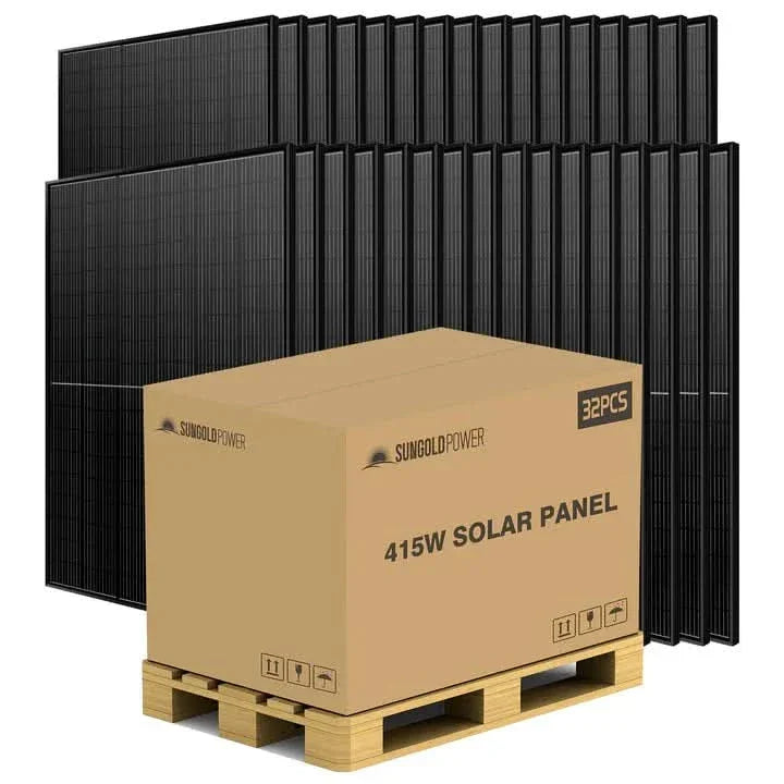 SunGold 415 W Mono Black PERC Solar Panel | Full Pallet (32 Panels, 13.28 kW) UL 61730