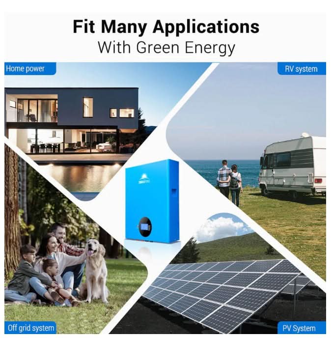 SunGold Power SG48100M 20.48 kWh Powerwall LiFePO₄ Battery (4 × 5.12 kWh, UL1973)