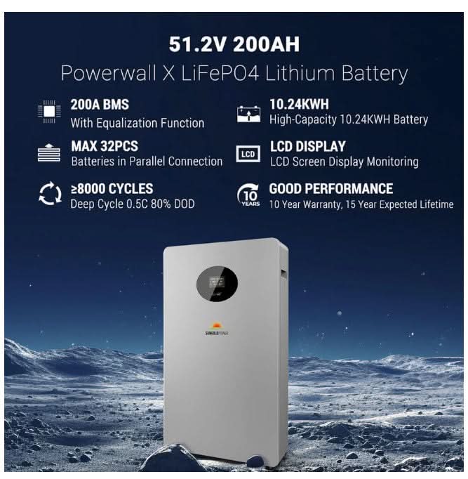 Powerwall X 51.2V 200Ah LiFePO₄ Battery (10.24 kWh, SG48200T)