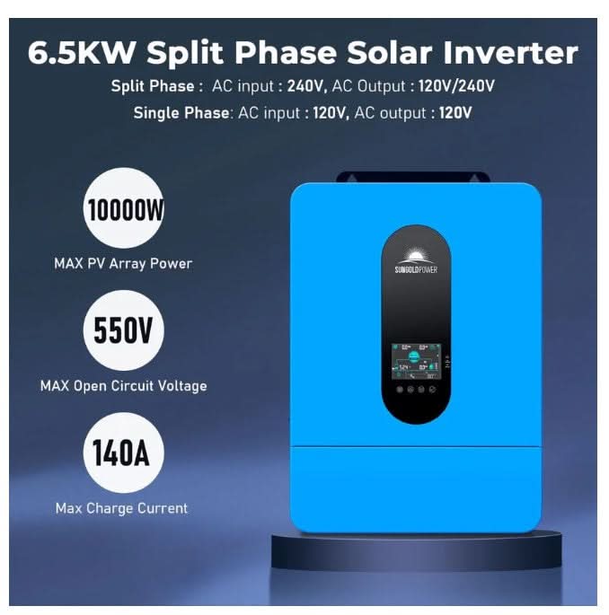 Complete off Grid Solar Kit 6500W 48V 120V/240V output 10.24KWH Lithium Battery 2700 Watt Solar Panel SGK-65PRO