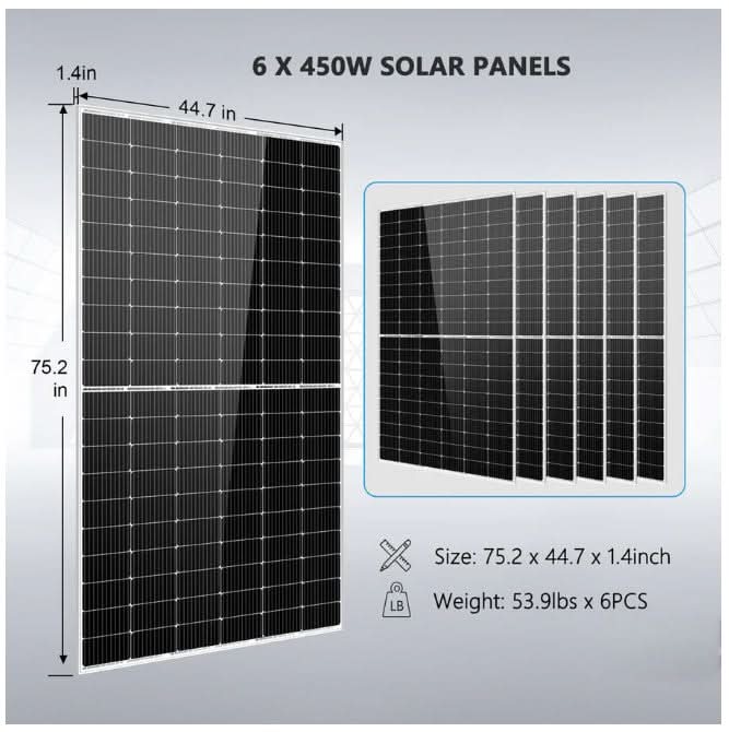 Complete off Grid Solar Kit 6500W 48V 120V/240V output 10.24KWH Lithium Battery 2700 Watt Solar Panel SGK-65PRO