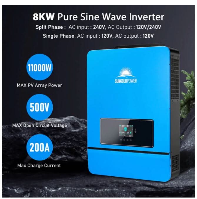 OFF GRID SOLAR KIT 12 X 415 WATTS SOLAR PANELS 4 X 5.12KWH LITHIUM BATTERY 8000W SOLAR INVERTER 48VDC 120V/240V SGM-8K20
