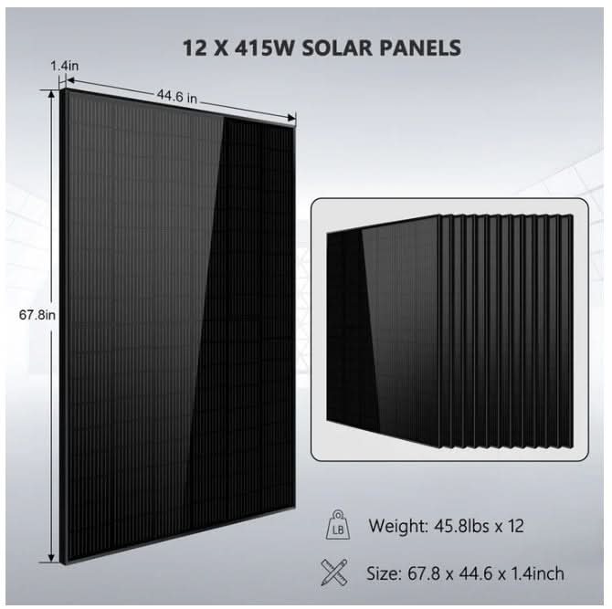 Off‑Grid Solar Kit | 8kW Inverter, 12×415W Panels, 4×5.12kWh Lithium Batteries (SGM‑8K20)