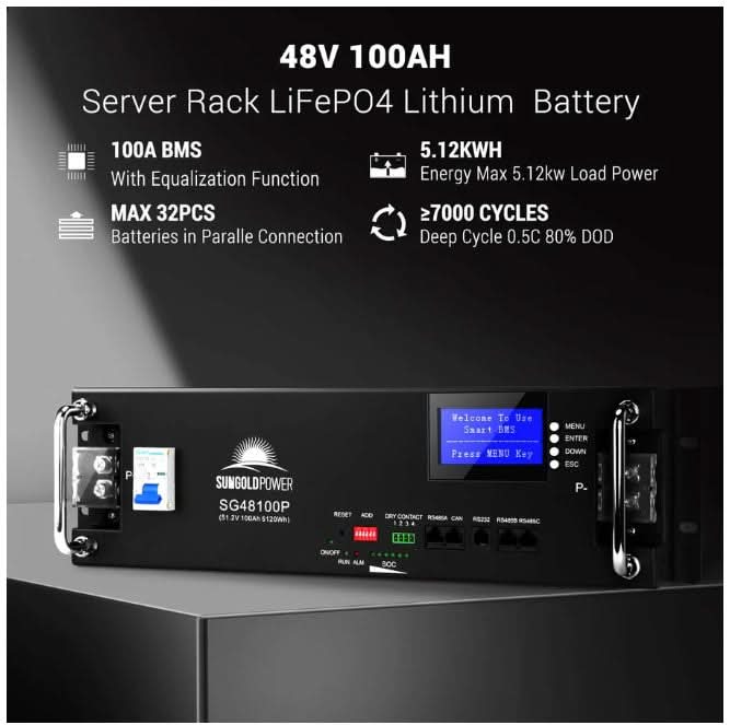 Off Grid Solar Kit 10000W 48VDC 120V/240V LifePO4 20.48KWH Lithium Battery 12 X 450 Watts Solar Panels SGR-10K2M