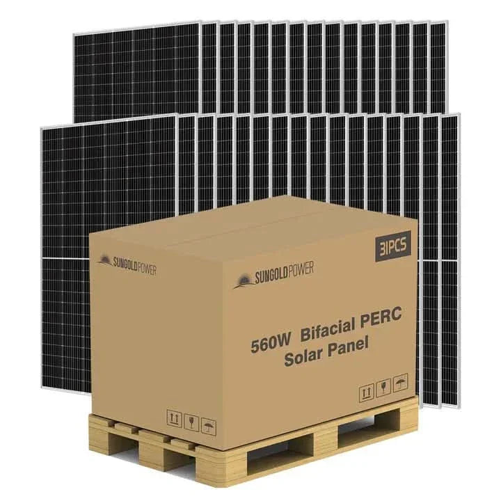 SunGold Power 550W Mono PERC Solar Panel | SG‑550WM | 32‑Panel Pallet (17.6 kW) UL 61730