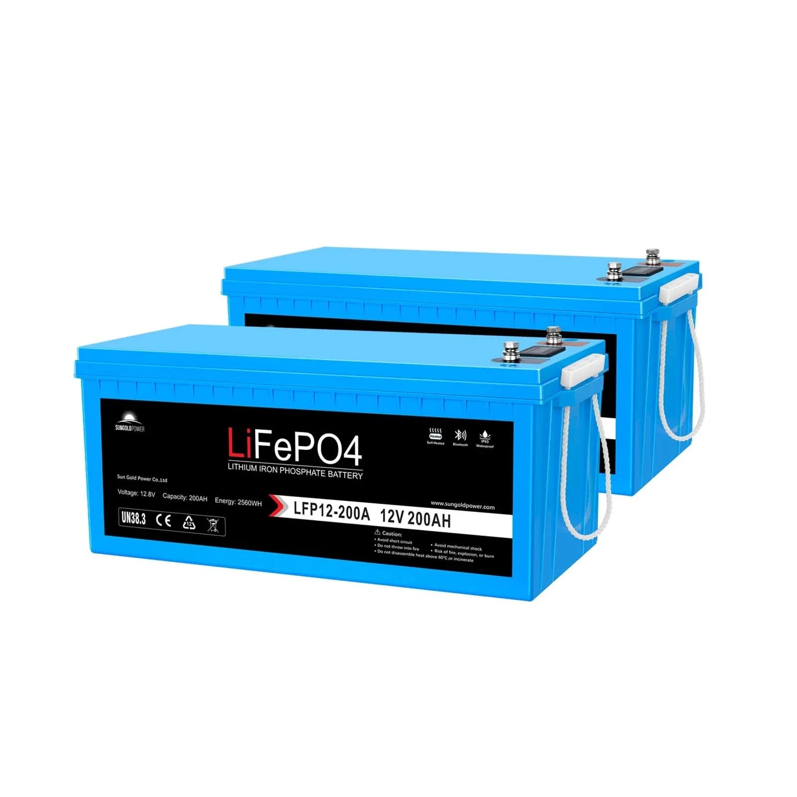 SunGold Power LiFePO₄ 4 × 12 V 200 Ah Lithium Battery Set | Bluetooth, Self‑Heating, IP65 (10.24 kWh)