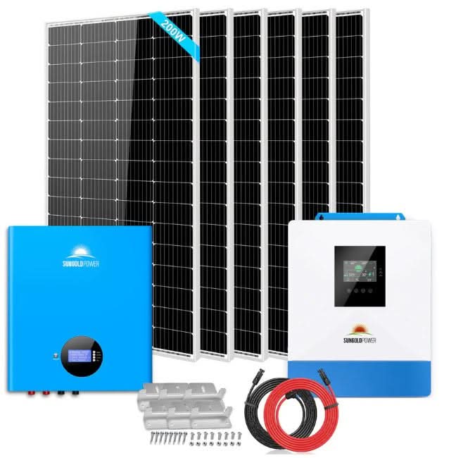 SunGold Power 5000W 48V Off‑Grid Solar Kit – 5.12 kWh LiFePO₄ Battery & 6×200W Panels